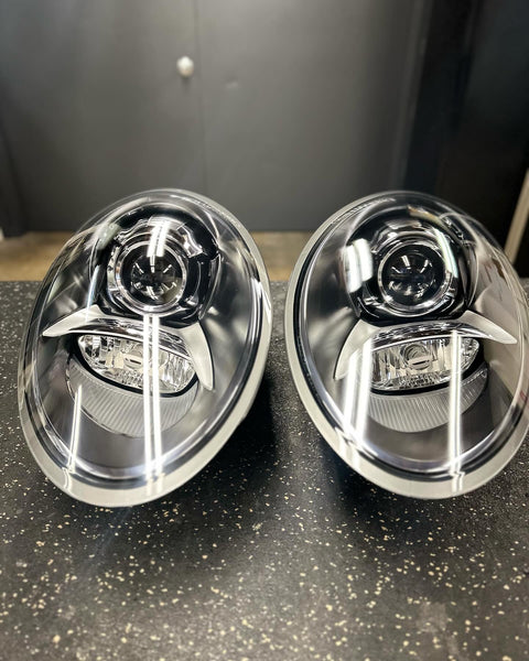 Pair Of Front Headlight Lens Covers + Glue For Porsche 991 911 Targa/Carrera 2013-2018 – Clear, Black Border