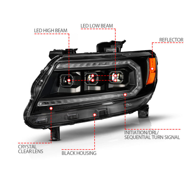 ANZO 15-22 Chevy Colorado Blk Housing Full LED DRL Projector