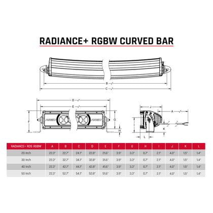 Rigid Industries Radiance+ Curved 20in. RGBW Light Bar