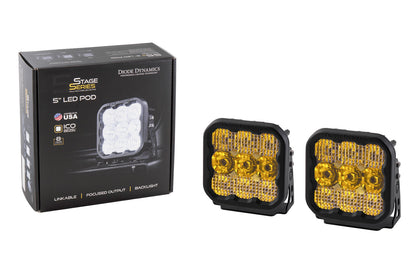 SS5 LED Pod Sport Yellow Spot (pair)