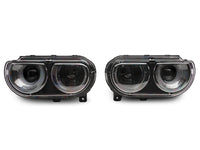 Raxiom 08-14 Dodge Challenger Halo Projctr Headlights w/Sequential Turn Signals-Blk Hsng(Clear Lens)