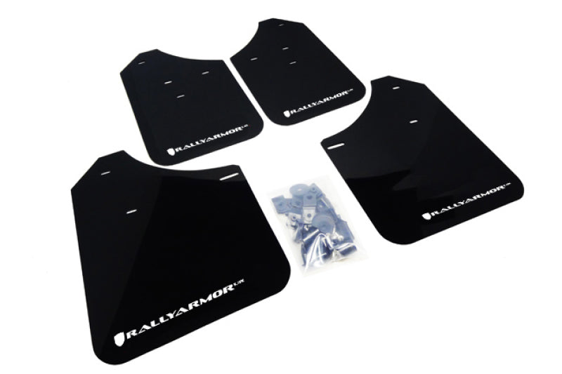 Rally Armor 02-07 Subaru WRX/STI/RS/2.5i (Wagons Req. Mod.) Black UR Mud Flap w/White Logo