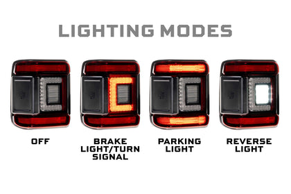 XB LED Tail Lights: Jeep Wrangler JL (18+ / Red Lens / Set)