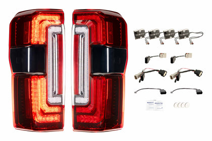 XB LED Tail Lights: 23-27 Ford Super Duty (Red Lens / Set)