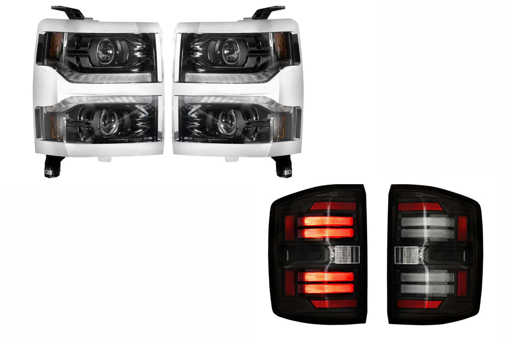 14-15 Silverado 1500 Heads Chrome Bezel and Smoked Tails