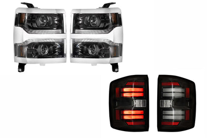 14-15 Silverado 1500 Heads Chrome Bezel and Smoked Tails
