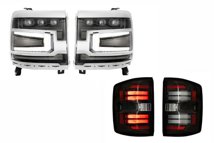 16-18 Silverado 1500 Heads Chrome Bezel and Smoked Tails