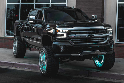16-18 Silverado 1500 Heads Chrome Bezel and Red Tails OE LED Tails