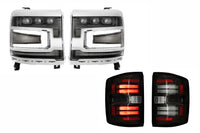16-18 Silverado 1500 Heads Chrome Bezel and Smoked Tails OE LED Tails