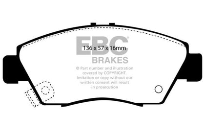 EBC 12 Acura ILX 1.5 Hybrid Ultimax2 Front Brake Pads