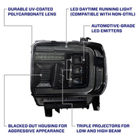 2014-2018 GMC Sierra 1500 LED Projector Headlights Amber DRL (pair)