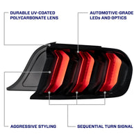 2015-2023 Ford Mustang LED Tail Lights Red (pair)