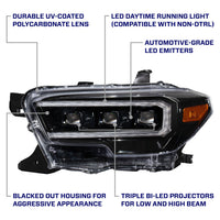 2016-2023 Toyota Tacoma LED Projector Headlights with Selectable DRL (pair)