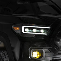2016-2023 Toyota Tacoma LED Projector Headlights with Selectable DRL Chrome (pair)