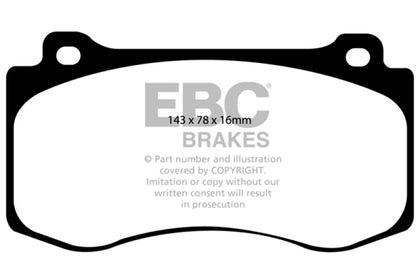 EBC 05-10 Chrysler 300C 6.1 SRT8 Yellowstuff Front Brake Pads (Excl 6 Piston Calipers)