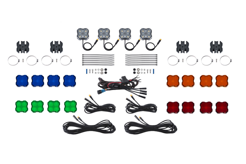 Stage Series SXS Rock Light Installed Kit  White Diffused M8 (4-pack)