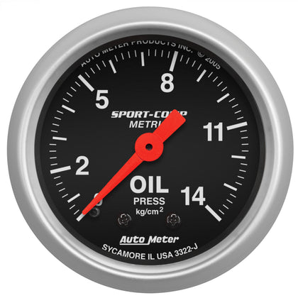 Autometer Sport Comp 52.4 mm Mechanical 0-14 Kg/ Cm2 Oil Pressure Metric Gauge