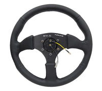 NRG Reinforced Steering Wheel (350mm / 2.5in. Deep) Blk Leather Comfort Grip w/5mm Matte Blk Spokes