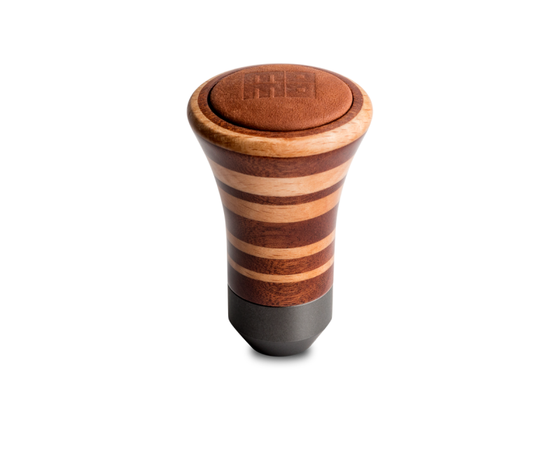 Momo Trofeo Heritage Shift Knob - Tall Wood, Layered Mahogany and Beechwood, Leather Insert Top