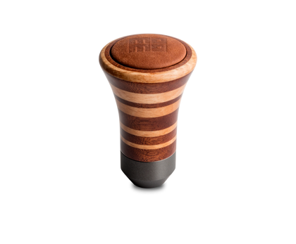 Momo Trofeo Heritage Shift Knob - Tall Wood, Layered Mahogany and Beechwood, Leather Insert Top