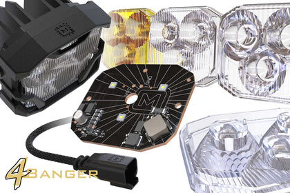 Morimoto 4Banger Ditch Light Kit: Gladiator JT (HXB Yellow Combo Beam)