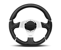 Momo Millenium Steering Wheel 350 mm - Black Leather/Black Stitch/Brshd Spokes