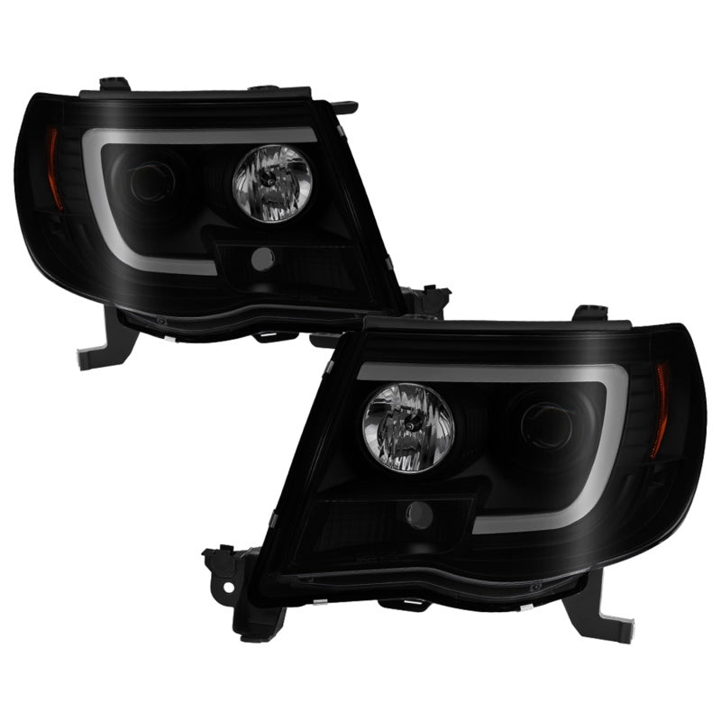 Spyder 05-11 Toyota Tacoma Ver 2 Proj Headlights - Light Bar DRL - Black Smoke PRO-YD-TT05V2-LB-BSM