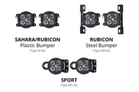 SS3 LED Fog Light Kit for 2018-2021 Jeep JL Wrangler Yellow SAE Fog Max w/ Backlight Type MS Bracket Kit Diode Dynamics