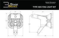 SS3 LED Fog Light Kit for 2004-2007 Ford Ranger White SAE Fog Sport w/ Backlight Diode Dynamics