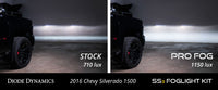 SS3 LED Fog Light Kit for 2016-2018 Chevrolet Silverado 1500 White SAE Fog Pro w/ Backlight Diode Dynamics