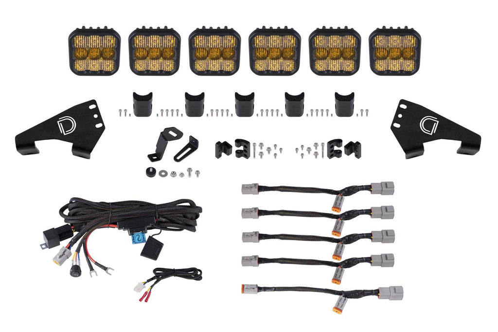 20-Present Polaris RZR SS5 Pro CrossLink Roof Yellow Combo Lightbar Kit Diode Dynamics