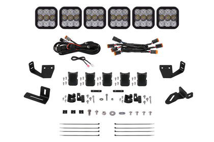 SS5 6-Pod CrossLink Mounting Kit for Prinsu/Sherpa Roof Racks, Sport White Combo Diode Dynamics