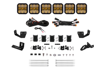 SS5 6-Pod CrossLink Mounting Kit for Prinsu/Sherpa Roof Racks, Sport Yellow Combo Diode Dynamics