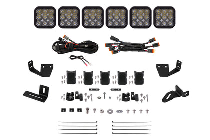 SS5 6-Pod CrossLink Mounting Kit for Prinsu/Sherpa Roof Racks, Sport White Driving Diode Dynamics