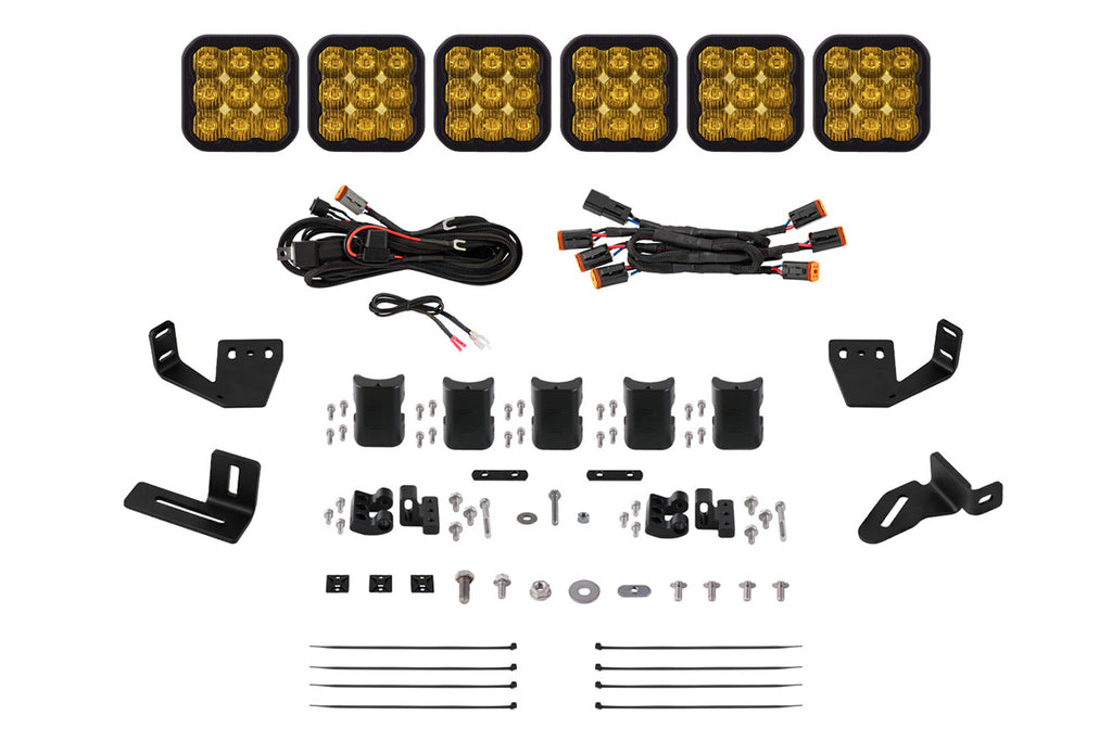 SS5 6-Pod CrossLink Mounting Kit for Prinsu/Sherpa Roof Racks Sport Yellow Driving