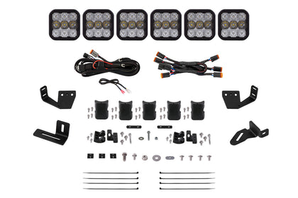 SS5 6-Pod CrossLink Mounting Kit for Prinsu/Sherpa Roof Racks, Pro White Combo Diode Dynamics