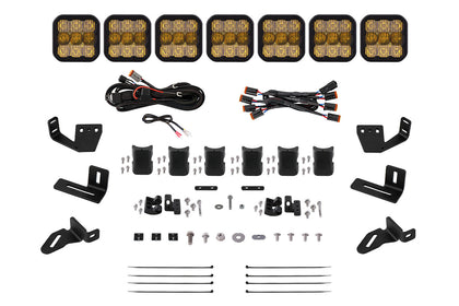 SS5 7-Pod CrossLink Mounting Kit for Prinsu/Sherpa Roof Racks, Sport Yellow Combo Diode Dynamics