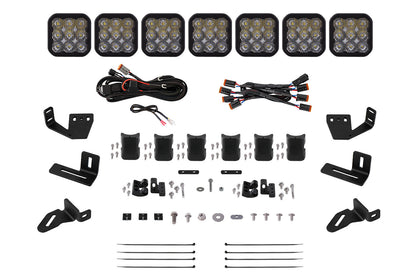 SS5 7-Pod CrossLink Mounting Kit for Prinsu/Sherpa Roof Racks, Sport White Driving Diode Dynamics