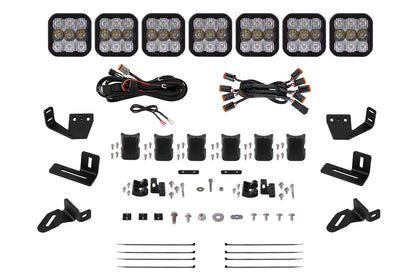 SS5 7-Pod CrossLink Mounting Kit for Prinsu/Sherpa Roof Racks, Pro White Combo Diode Dynamics