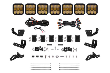 SS5 7-Pod CrossLink Mounting Kit for Prinsu/Sherpa Roof Racks, Pro Yellow Combo Diode Dynamics