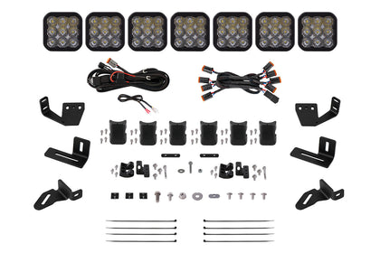 SS5 7-Pod CrossLink Mounting Kit for Prinsu/Sherpa Roof Racks, Pro White Driving Diode Dynamics