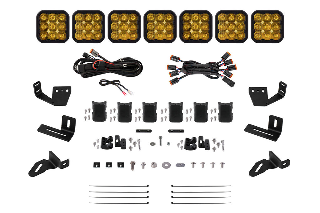 SS5 7-Pod CrossLink Mounting Kit for Prinsu/Sherpa Roof Racks Pro Yellow Driving