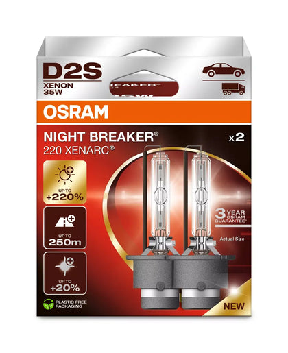 D2S Osram 66240XN2 Night Breaker 220 Xenarc HID Xenon Bulbs (2 Pack)