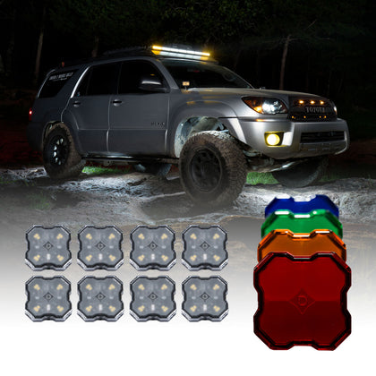 Stage Series Sxs Rock Light Installer Kit White Diffused M8 8 Pack