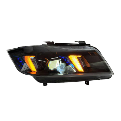 BMW E90 3 Series 05-12 Snake Eyes Style LED Headlights (White/Yellow)