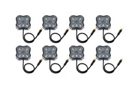 Diode Dynamics Stage Series Single Color LED Rock Light - White Diffused M8 (8-pack)