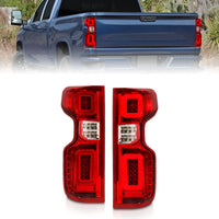 ANZO 19-21 Chevy Silverado Work Truck Full LED Taillights Chrome Housing Red Lens G2(w/C light Bars)