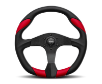 Momo Quark Steering Wheel 350 mm - Black Poly/Black Spokes/Red Inserts