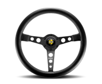 Momo Prototipo Steering Wheel 350 mm - Black Leather/Wht Stitch/Black Spokes