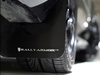 Rally Armor 02-07 Subaru WRX/STI/RS/2.5i (Wagons Req. Mod.) Black UR Mud Flap w/White Logo